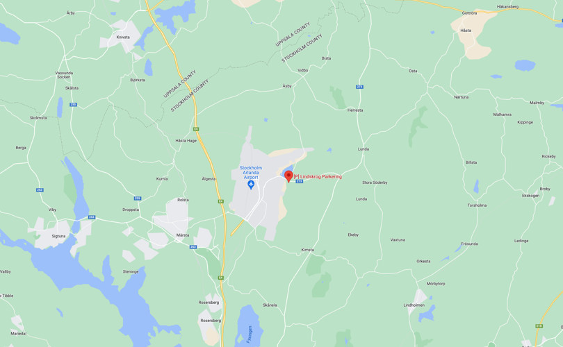 Karta över hur du hittar till Lindskrog långtidsparkering.